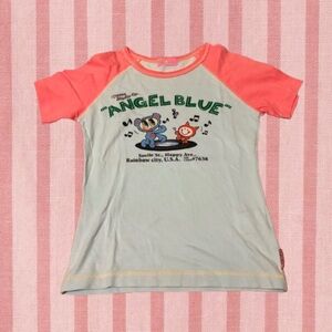 Y2K Angel Blue Graphic Baby Tee SIZE